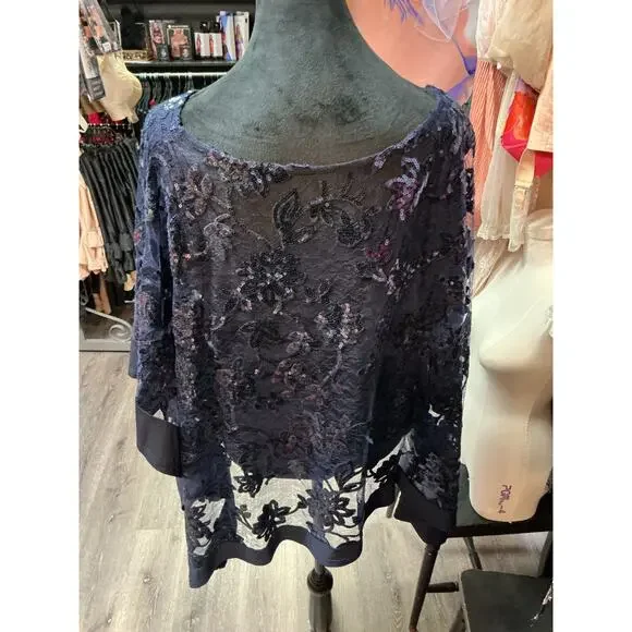 2 PC. NAVY SEQUIN TANK/SHRUG 16W - Picture 4 of 4